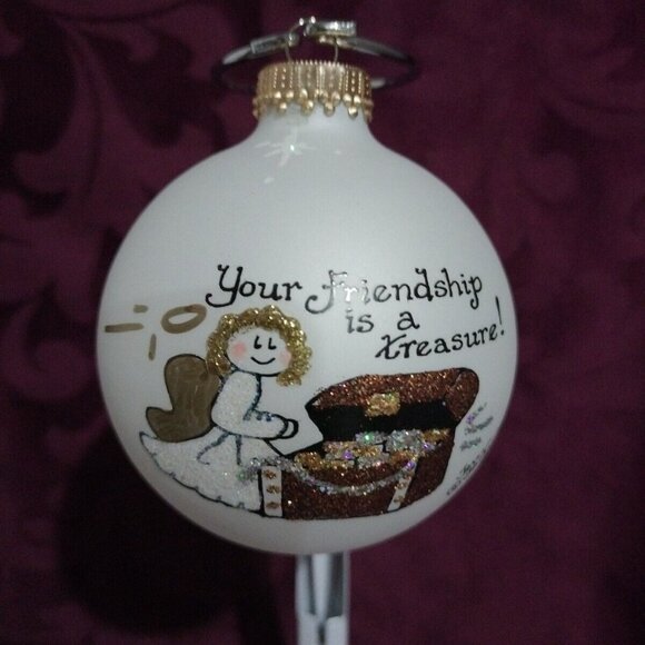 Heart Gifts Teresa Thibault Hand Painted SIGNED Your Friendship Is A Treasure 3" - Picture 1 of 9